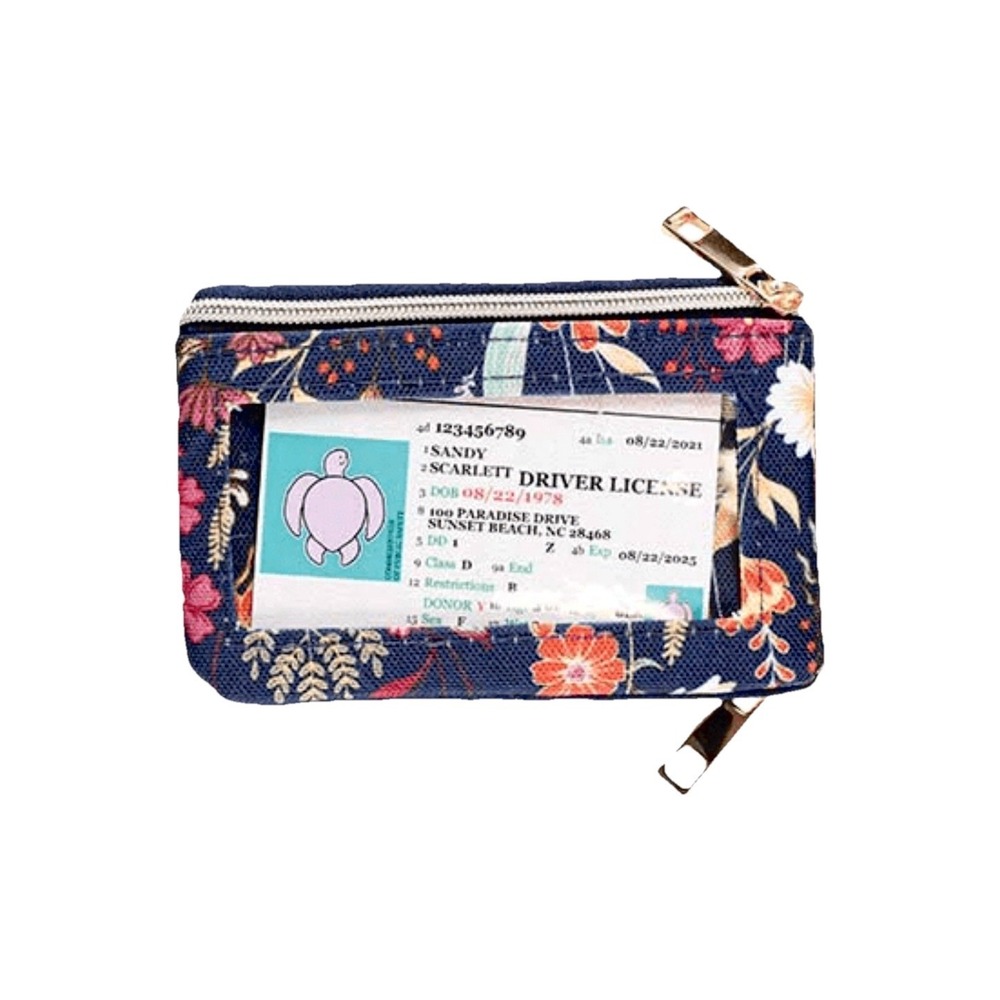Simply Southern Vintage Floral ID Wallet Zip Pouch Key Ring Card Holder NWT